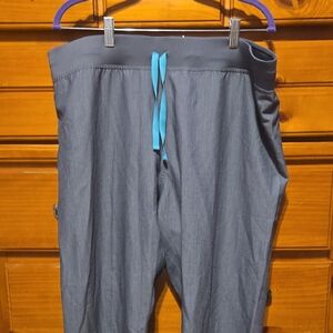 Figs Men's Charcoal Joggers with Teal Drawstring